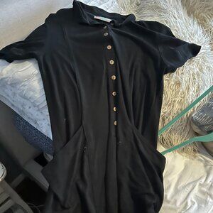 Black Collard Free People Button Dress